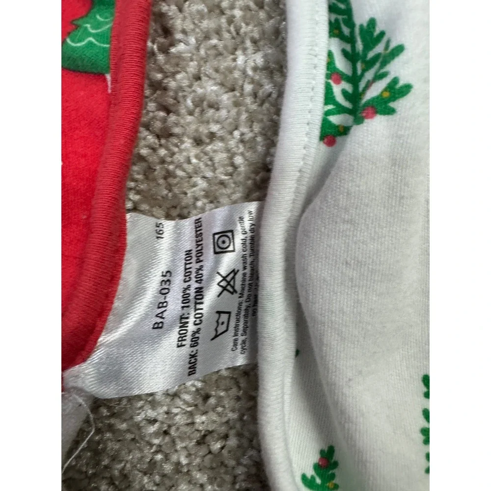 Christmas Tree Baby Bibs Set of 2 Red White Holiday Festive Cotton Blend BAB-035
